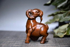 Chinese Antique Boxwood Carved Exquisite Sheep Statue Wooden Figurines Crafts - Picture 1 of 5
