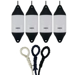 4 x HURRICANE Vortex Bootsfender: weiß PM03 - FREE SPLICED END 10MM SEIL - Bild 1 von 2
