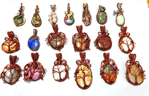 Crazy Sale Mix AA+Gemstone Handmade Copper Wire Wrap Pendant Jewelry Gift Lot-03 - Picture 1 of 7