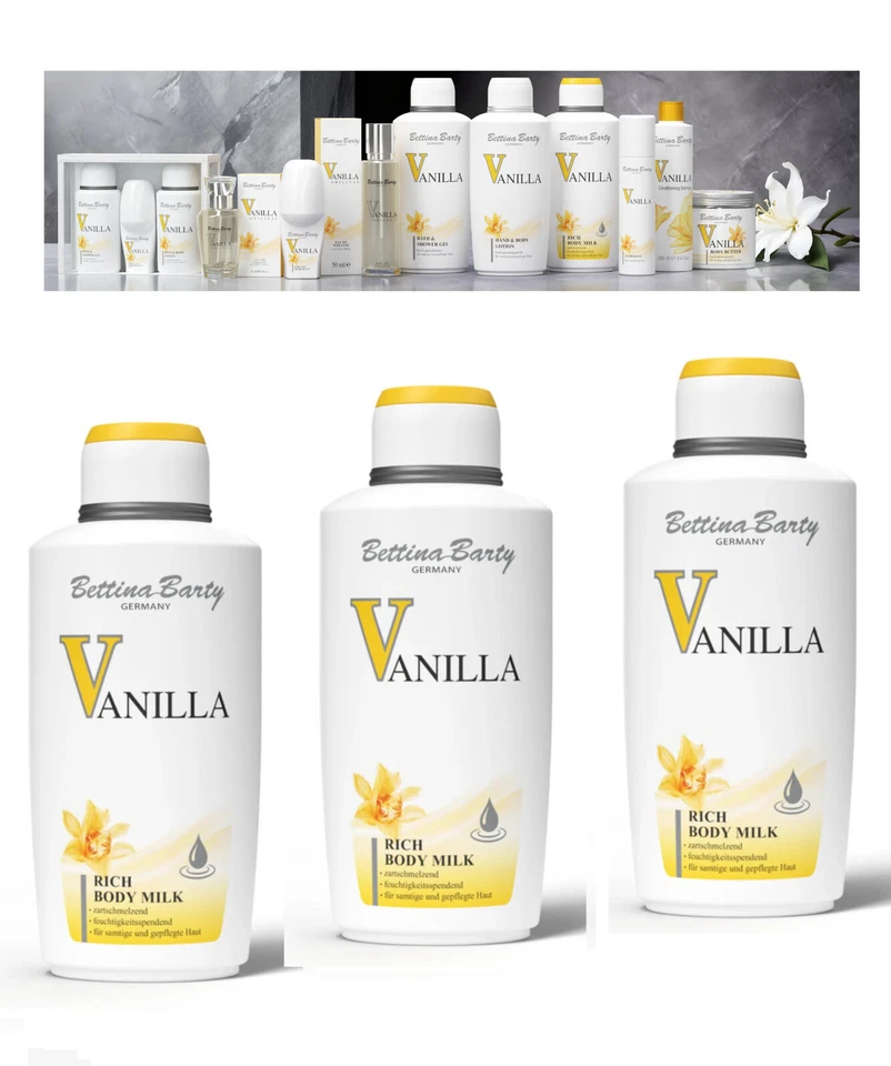 Bettina Barty Vanilla Rich Body Milk 1 Posten 3 X 500 Ml