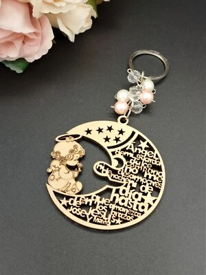 Llavero 12 Angel Girl Bautizo Madera Láser Corte Recorte Favor Recuerdo De Bautizo - Imagen 1 de 4