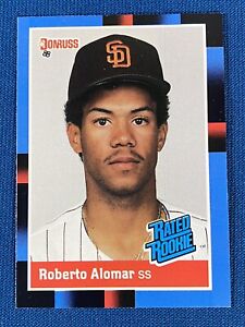 1988 Donruss Roberto Alomar Rookie Baseball Card #34 San Diego Padres (E)