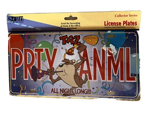 Vintage Taz Party Animal Vanity License Plate Looney Tunes Tasmanian Devil - Picture 1 of 3