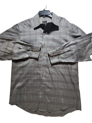 Camisa de vestir Jos A Bank colección Traveler marrón a cuadros para hombre talla mediana Foto 1 de 4