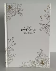 WEDDING PLANNER ORGANISER BOOK bride engagement diary journal gift white gold - Picture 1 of 12