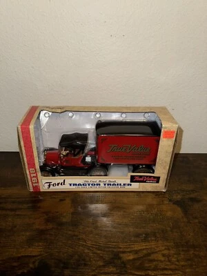 Ertl Ford 1918 Tractor Trailer True Value Hardware Bank Diecast Metal New - Image 1 of 4