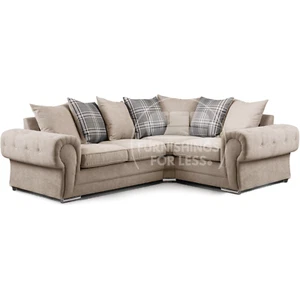 Milan Mink Chenille Corner 3 + 2 Sofa Living Room Seating L Shape Scatter Back - Picture 1 of 14