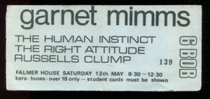 GARNET MIMMS / HUMAN INSTINCT : original UK 60's Gig ticket - Picture 1 of 2