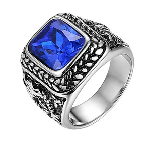 Men Glass Stone Simulated Onyx Dragon Ring Stainless Steel Signet Band Size 7-13 - Picture 1 of 14