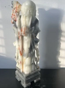 CHINE Statue A Sage IN Stone Hard White 12”x 3” - Bild 1 von 12