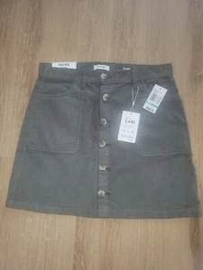 NWT- Kensie Womens Cotton Corduroy High-Waist Mini A-Line Skirts Green Size 8/29 - Picture 1 of 5