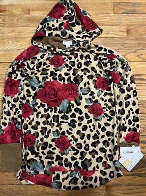 NWT Lularoe Amber Hoodie Hacci Cheetah Leopard Rose--Size X-Small XS - Image 1 of 4