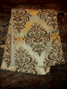 Jute Damask Print Gold Metallic Victorian Table Runner 13x72" - Picture 1 of 6