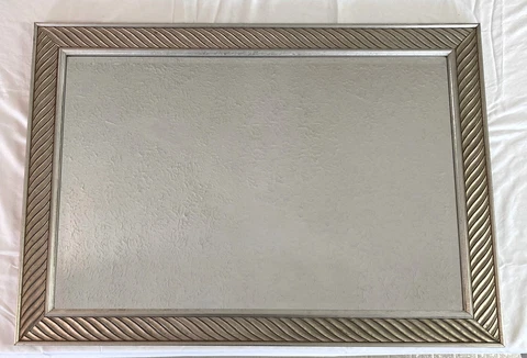 Vintage Ornate Silver Rectangular Beveled Mirror 41" x 29" Cover