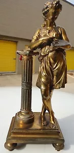 Statua statuina scultorea dea donna greca/romana finitura bronzo fermalibro - Foto 1 di 12