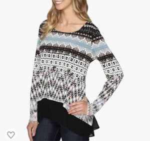 Top con dobladillo de contraste en capas KarenKane talla M (talla 8/10) negro azulado blanco marrón - Imagen 1 de 12