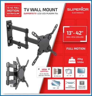 SUPERIOR ELECTRONICS Staffa per televisore porta tv da muro a Parete 32 40 42 43 pollici Universale