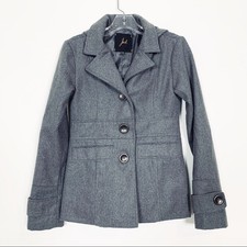 Women's XS Jack Gray Winter Hooded Button Front Coat
