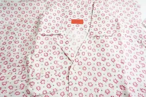Isaia Napoli Camicia In Lino Bianco Rosa A Fiori 100% Taglia 15.5 NUOVA - Foto 1 di 8