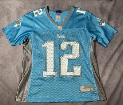 Camiseta para mujer New England Patriots NFL Tom Brady #12 azul brillo Reebok PEQUEÑA Foto 1 de 4