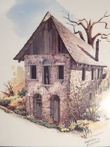 1980s M.S. LOVELESS SIGNED & #'D LITHO ART PRINT STONE HOUSE SHINGLE SPRINGS CA - Picture 1 of 7