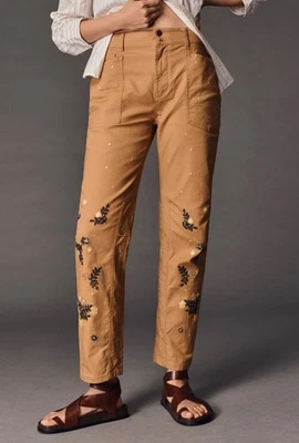 Pilcro Anthropologie The Wanderer Mid-Rise Relaxed-Leg Pants 24 Appliqué Edition - Image 1 of 4