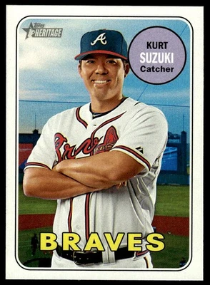 Topps Heritage Kurt Suzuki #475 2018 impresión corta SP Atlanta Braves Foto 1 de 2