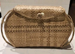 Borsa originale Lauhala tessuta a mano alle Hawaii - 12" goccia x 9" P x 15" L x 6" D L@@k! - Foto 1 di 7