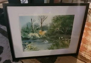 Sherm Pehrson Art Print on Paper, in professional frame 1976, Jumping Fish pond - Picture 1 of 4