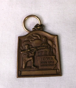 1933 IOWA STATE RIFLE ASSN SHOOTING COMPETITION MEDAL BADGE WATCH FOB - Picture 1 of 2