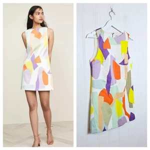 Alice + Olivia Dress Womens 4 Multicolor Abstract Print Sleeveless Shift Mini - Picture 1 of 11