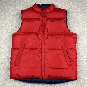 Polo Ralph Lauren Puffer Vest Youth Boys Size 5 Red Black Down Filled Reversible - Picture 1 of 9