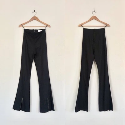 Pantalones negros Stone Cold Fox Majismo de lino con parte inferior acampanada cremallera dobladillo dividido talla S Foto 1 de 4