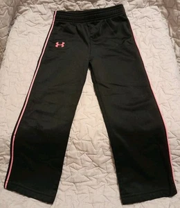 Under Armour Sweatpants Jogging Pants Black W Pink Stripe Size 3T - Picture 1 of 8