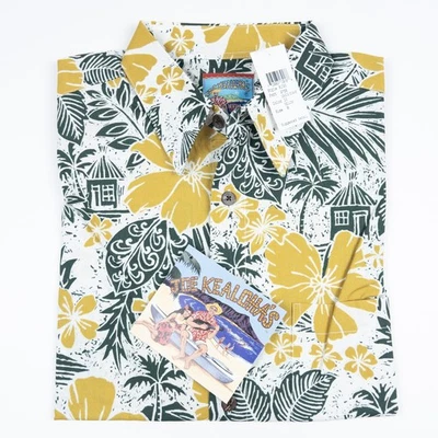 Camisa Hawaiana Reyn Spooner Para Hombre Mediana Floral Oasis Escape Amarillo Verde Aloha Foto 1 de 4