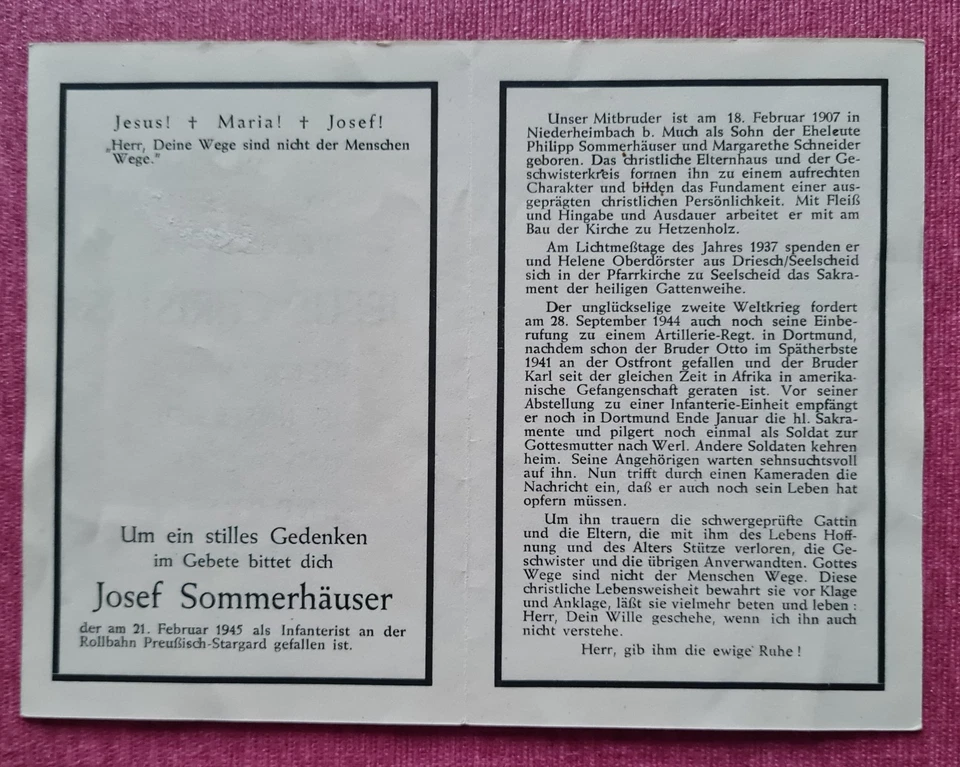 Sterbebild Totenzettel 2. WK Rollbahn - Bild 1 von 1