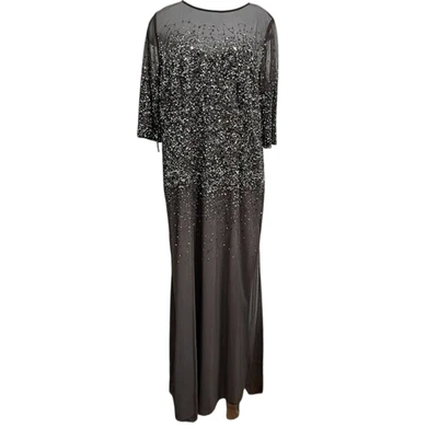 Vestido maxi Adrianna Papell festa ilusão frisada boho gótico tamanho 22W chumbo/cinza - Imagem 1 de 4