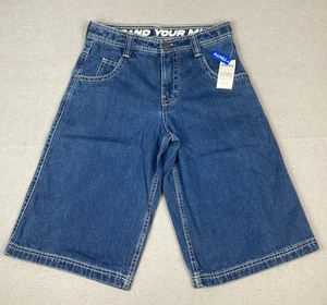 Alab A.Lab Mega Shant Pixel Jean Shorts Youth Sz 24 Blue Baggy Wide-Leg Rave - Picture 1 of 9