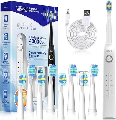 Seago Electric Toothbrush, Rechargeable Toothbrush for Adults Sensitive Teeth, 8 - Image 1 of 4