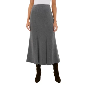TUCKERNUCK Women Mona Skirt 4 Heather Gray Cotton Blend Pleated Fluted Midi Maxi - Picture 1 of 11