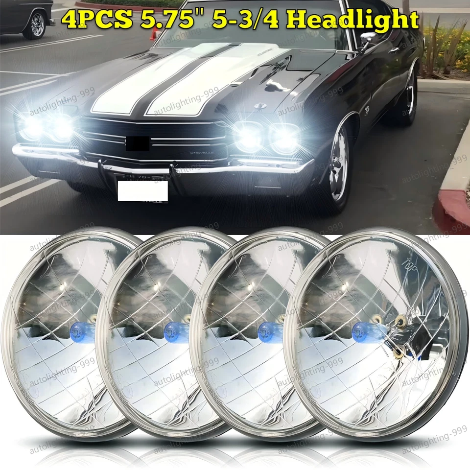 Faro LED alto/bajo haz sellado DOT para Chevy Chevelle 1965-1970 4x 5-3/4" 5,75" Foto 1 de 4