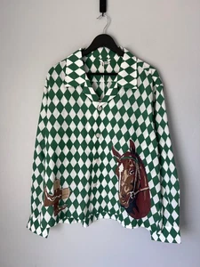 Camisa Bode Jockey Diamante Manga Larga - Talla Mediana - Verde - NUEVA - Imagen 1 de 12