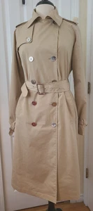 Michael Kors Women’s Size Medium Khaki Tan Beige Trench Coat Jacket NICE! - Picture 1 of 10