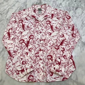 Western Pearl Snap Shirt Womens M Cowgirls Horses All Over Print Cotton Spandex - Picture 1 of 11