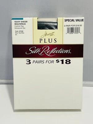 Pantimedias Hanes Plus Silk Reflections 3 pares Nylons Two Plus Control Top Jet Foto 1 de 4
