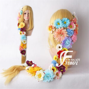 Gold girl long straight middle parting hair cosplay wig Fiber Lady Hallowmas