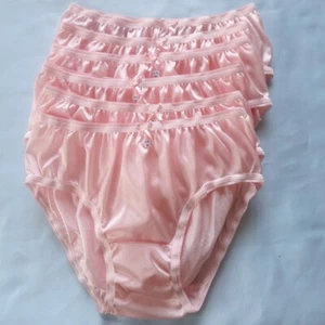 6Pcs Pink-Orange Bikini Nylon Woman Silky Light Soft Smooth Briefs Hip 32"-38" L - Picture 1 of 11