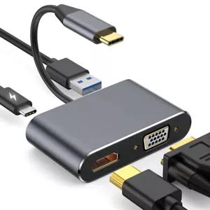 For iPhone 15/Plus/Pro Max USB-C to HDMI VGA Hub Charging/Video Adapter/Splitter - Picture 1 of 6