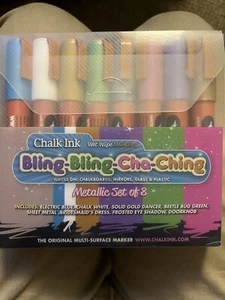 NEW Chalk Ink Wet Wipe Markers Metallic Set of 8 For Home Or Classroom - Picture 1 of 3