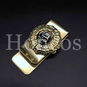 Skull Steel Dollar Money Clip Wallet Custom Made Credit Card Bronze Timing 3D  - Picture 1 of 9